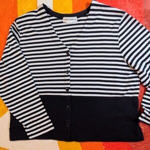 Vintage 90's Cathy Daniels Striped Cardigan, XL Soft Classic Everyday Wear Comfy